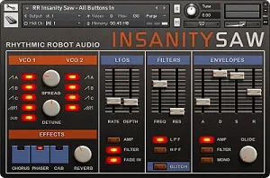 锯齿波节奏合成音源-Rhythmic Robot Audio Insanity Saw Kontakt