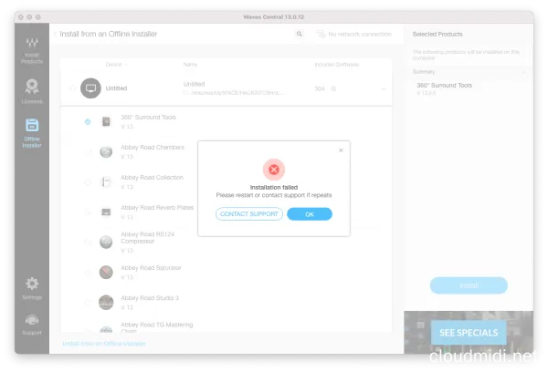 苹果系统MAC OSX 10.15新系统安装Waves出现Installation Failed安装失败问题的解决办法 :-1